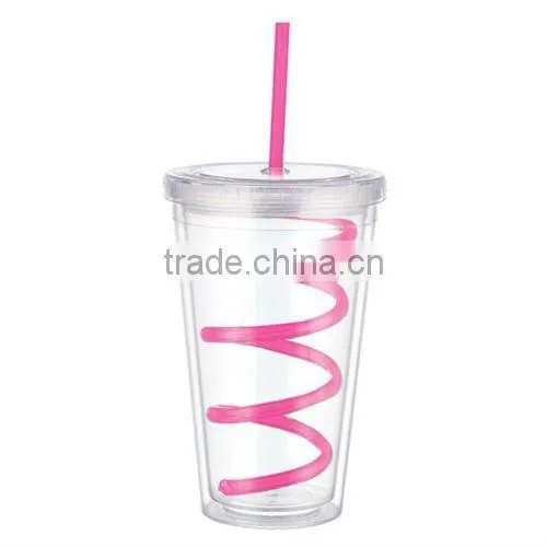 450ml Plastic Juice Cup With Colorful Lid and Straw photo-6