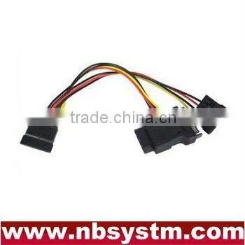 15pin SATA Female to SATA Male + Female + IDE Female SATA Cable
