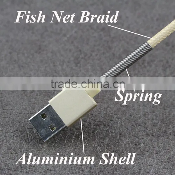 Fish Net Braided Aluminium USB Cable For Iphone5 Iphone6 Iphone6s Cable
