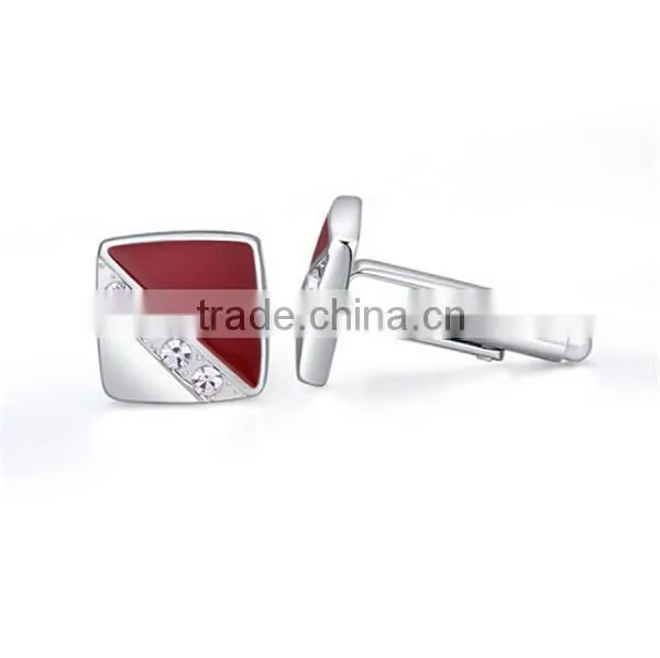 Europe Silver High Quality Copper Cuff Links Mens Square Enamel Cufflinks for Shirts photo-5