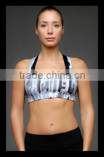 Hot Girl Abstract Printed Sports Bra With Crisscross Straps on the Back Yoga Fitness Sports Bra Office In Unite State (USA) photo-5