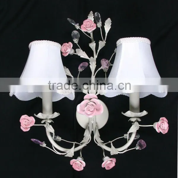 Chandelier Wall Light in Country Style With Fabric Shade