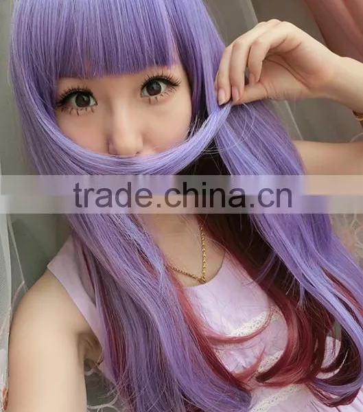 Top Quality 80cm Long Straight Heat Synthetic Multi Color Cosplay Wig photo-3