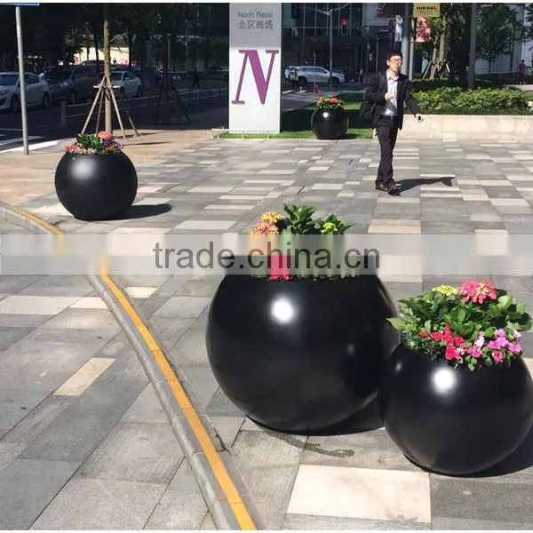 FO-186 Round Shape Fiberglass Flower Planter for Decor photo-2