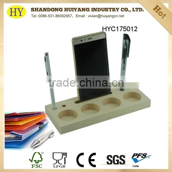 Wholesale Office Desktop Wooden Pen Holder for Pen and Smart Phone photo-3