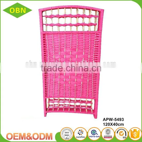 High Quality Customized Hotel Decorative Colorful Paper Rope Knitted Mini Folding Screen Room Divider photo-2