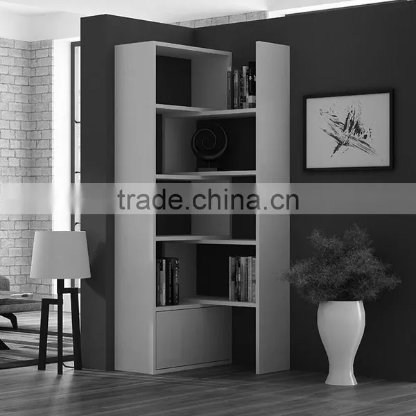 2016 New 4-Tier Extendable Bookshelf System MDF Wood Bookcase With Drawer Organizer From Living Room Movable Bookshelf photo-3