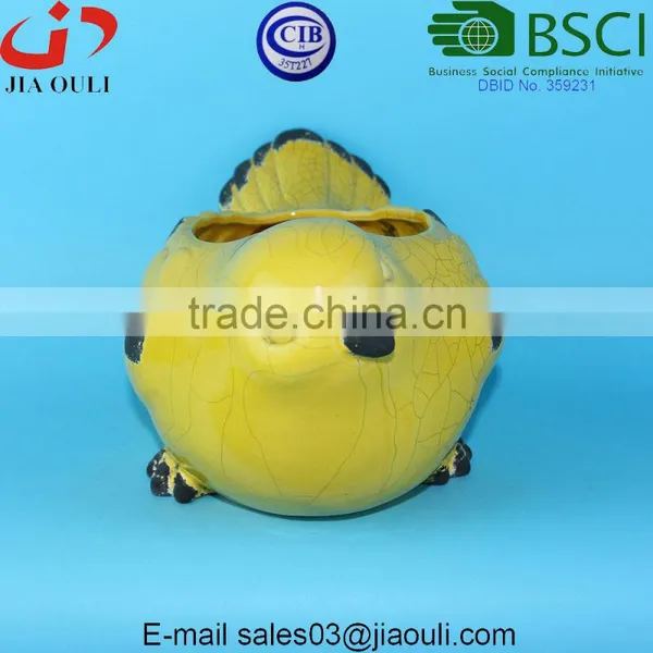 BSCI Audit Factory Antique Ceramic Yellow Bird, Animal Planter Pot Bird Flower Pot photo-2