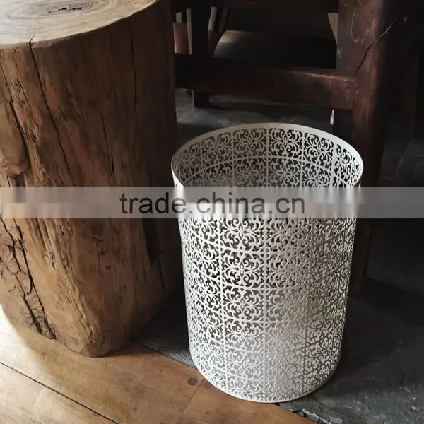 High Quality White Color Home Hotel Decorative 13 Gallon Metal Trash Can photo-3
