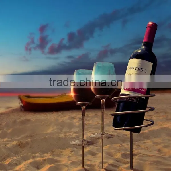 Wine Stakes Set, Wine Sticks Holds Bottle and 2 Glasses Preventing Them From Spilling or Breaking photo-2