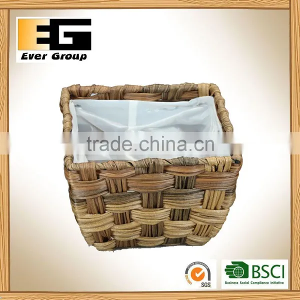 Imitation Water Hyacinth Square Box Flowerpot Hand Woven Garden Planter photo-3