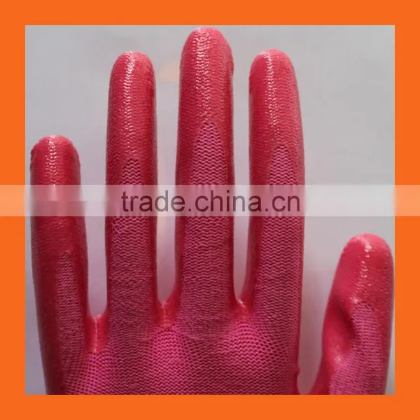 Pink Nitrile Coated Garden Work Chore Gloves,Family Weeding Gloves photo-2