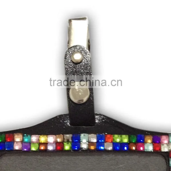 Popular ID Holder, High Quality Promotion Gift PU Leather Badge Holder With Crystal Gem Decoration photo-2