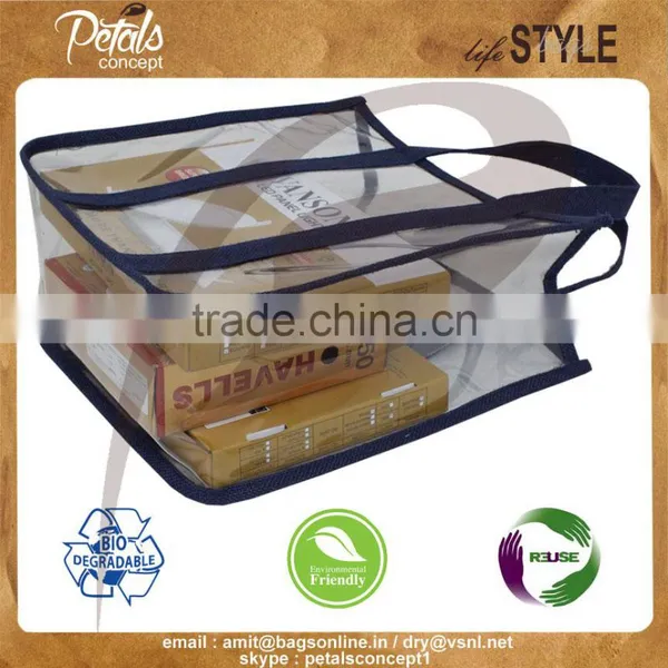 Hi Quality PVC See Through Totes With Jute Side Trimming & Handle - for Promotion photo-3