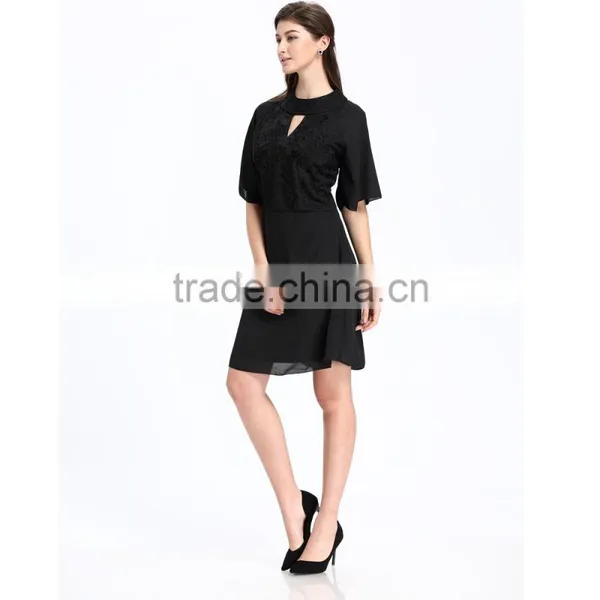 Domin Fashion Black Style Embroidery Clothes Women Dress photo-5