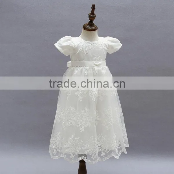 New Arrival Baby Clothes Wholesale Hot Sale Tulle Cheap 2017 Children's Boutique Short Sleeve White Summer Elegant Dress photo-3
