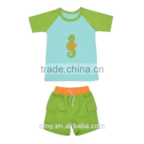 Summer Boy Applique 2 Piece Outfit Wholesale Children's Boutique Clothing Manufacturers photo-2