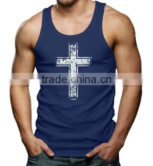 China Printing Cotton Custom Gym Wholesale Mens Singlet photo-3