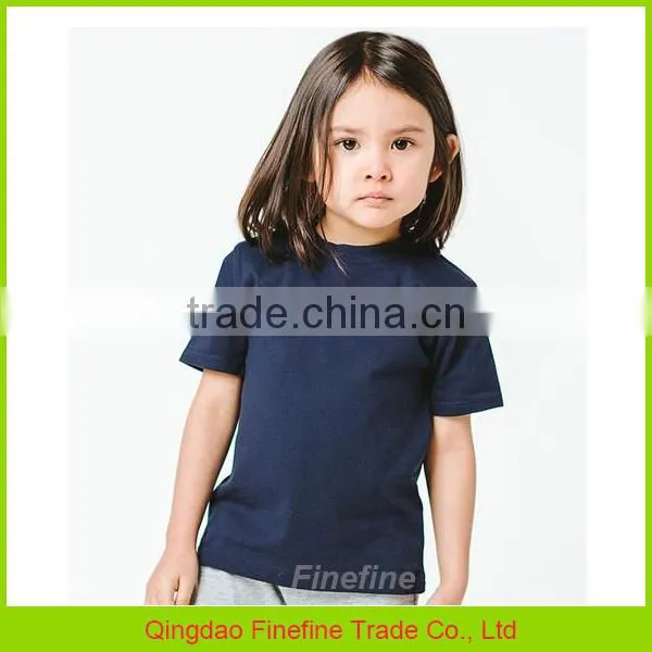 2017 Latest Girls Top Design Cotton Knitted Blank Printed Little Girl T Shirt photo-3