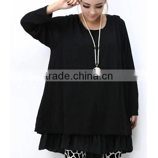 Walson 2017 Spring New Large Size Women Dresses Fat mm Solid Color Long-sleeved Plus Fertilizer Increase Loose Dress Women Cloth photo-5