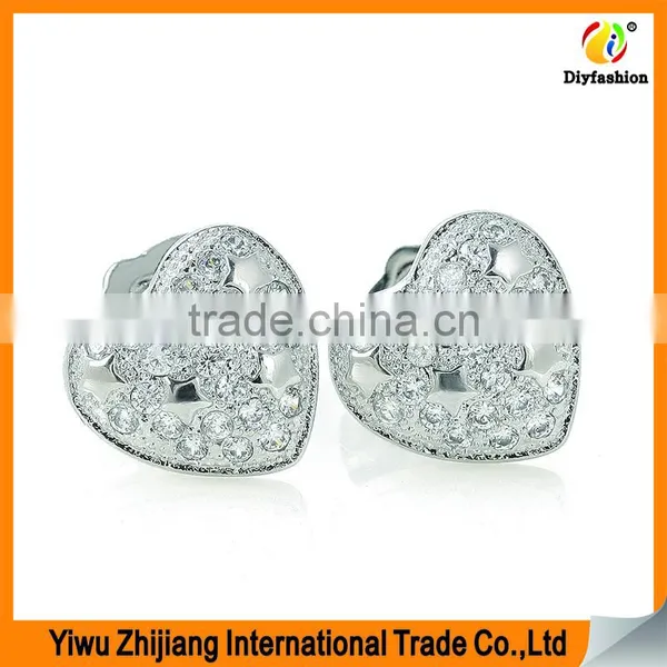 2017 New Fashion Inlay Zircon Platinum Plating Love Heart Five-pointed Star Earrings photo-2