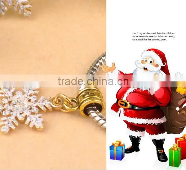 50pcs Gold Christmas Snowflake Crystal Rhinestone Charms Pendant Beaded Jewelry Findings photo-4