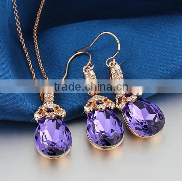 Wedding Bridal Party Crystal Rhinestone Pendant Necklace & Earrings Jewelry Sets photo-2