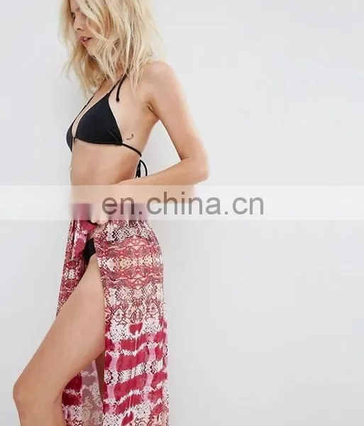 High-rise Waistband Wrap Tie Fastening Print Beach Sarong Print Custom photo-4