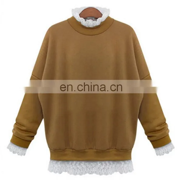 New Ladies Casual Sport Tops Plain Hoody Girls Lace Sweatshirt Jacket Plus Size photo-2