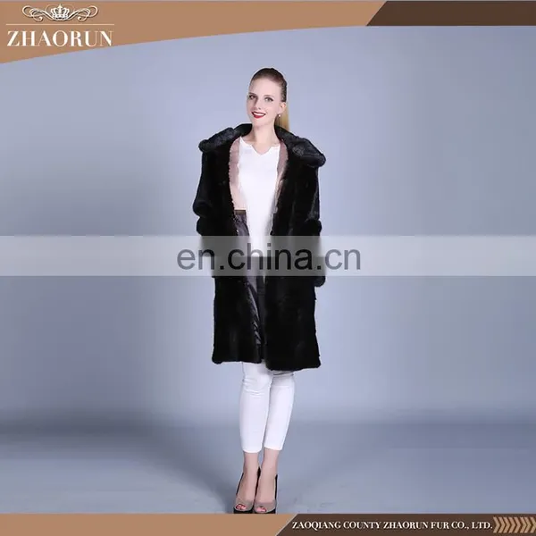 Wholesale China Hooded Black Mink Fur Coat / Genuine Mink Fur Coat photo-2