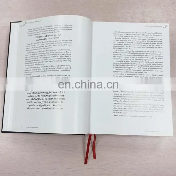 China Manufacture Gold Stamping Art Paper Thick A4/A5 Hardcover Leather Cover Book With Ribbon photo-2