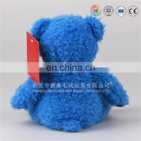 Factory Price 20cm Stuffed Blue Teddy Bear Embroidered Plush Toy With Bowtie photo-3