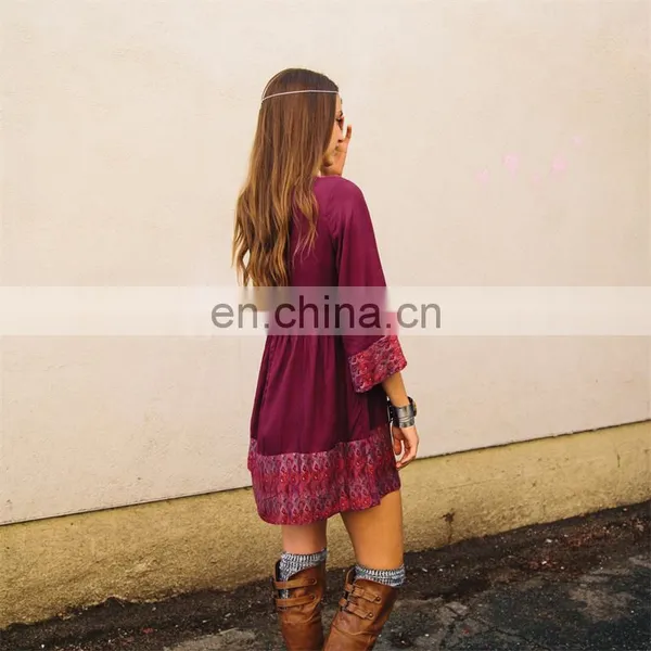 Ladies Casual Long Sleeve Montage Autumn Winter Dress photo-2