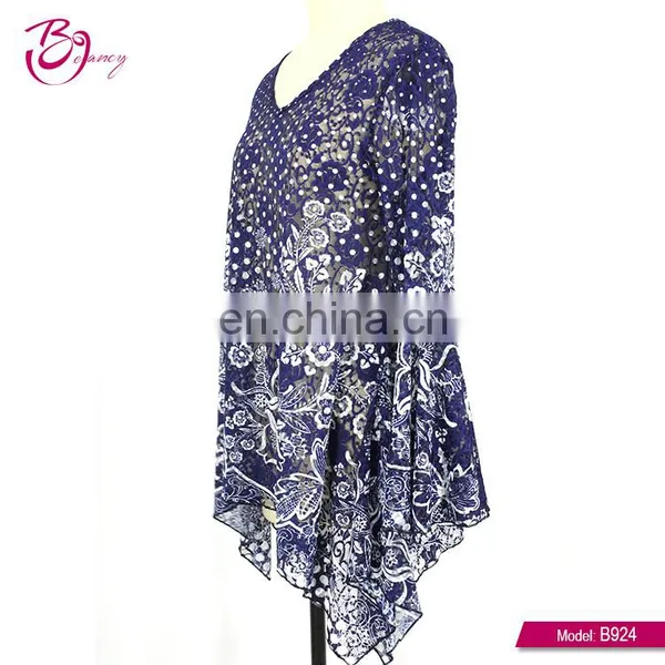 New Floral Patterns Printed Blouses Designs Fat Ladies photo-2