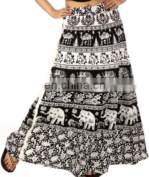 Indian GYPSY Handmade Cotton Long Skirt Boho Wrap Around Mandala Sarong Block Print Hippie Skirt Dress Wholesale photo-6