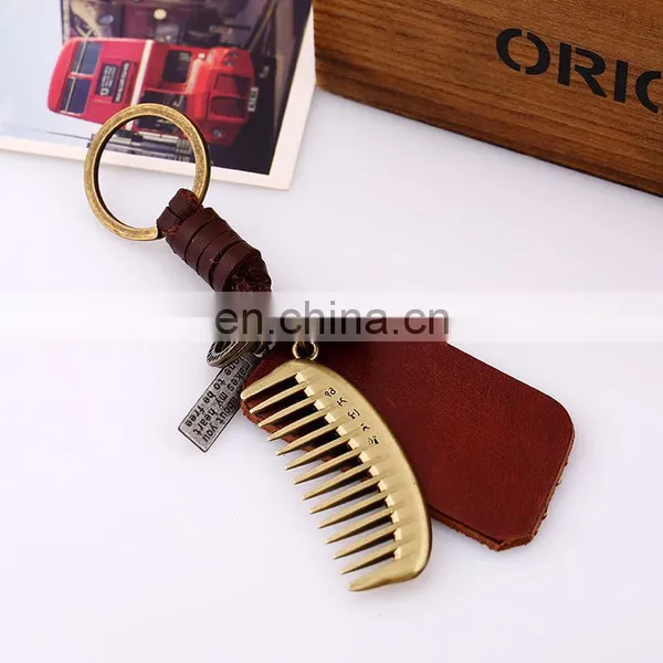 Latest Design Fashion Vintage Accessory Hair Comb Pendant Leather Keychain photo-2