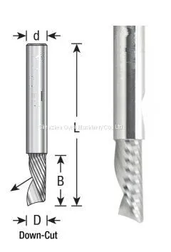 Carbide CNC Spiral 'O' Flute, Aluminum Cutting 1/4“ Dia x 1-1/4“ x 1/4“ Shank Down-Cut Router Bit photo-5