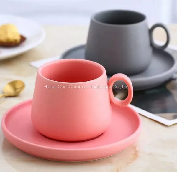 Wholesale Customized Logo Milk Coffee Cup Makaron Color Plain Clay Ceramic Mugs With Handle photo-2