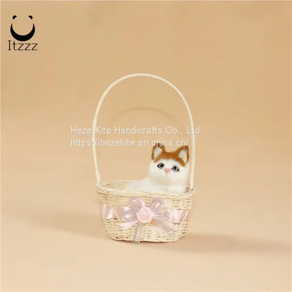 Lifelike Sleeping Cat With Hat Animated Plush Realistic Kitten Bedroom Decor Toys for Kids Vacation Cat Furry Cat photo-2