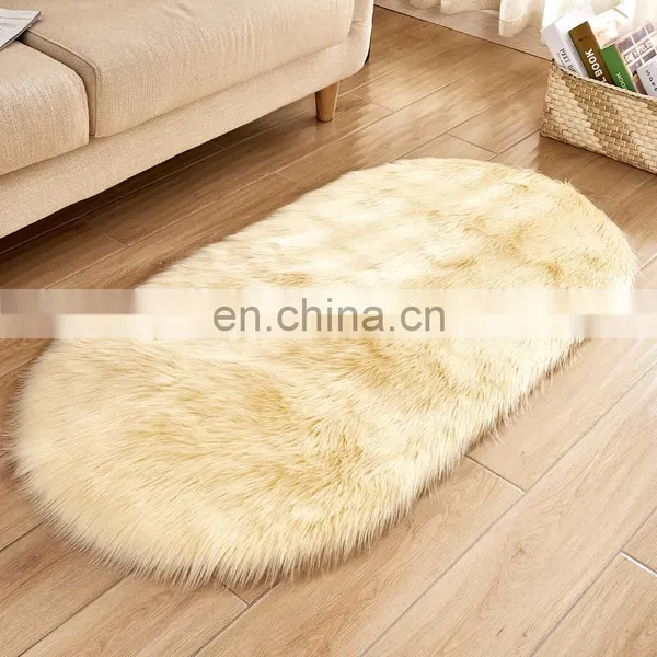 Handmade 100% OVal Shape Wholesale The Bedroom Faux Fur Carpet Rug photo-4