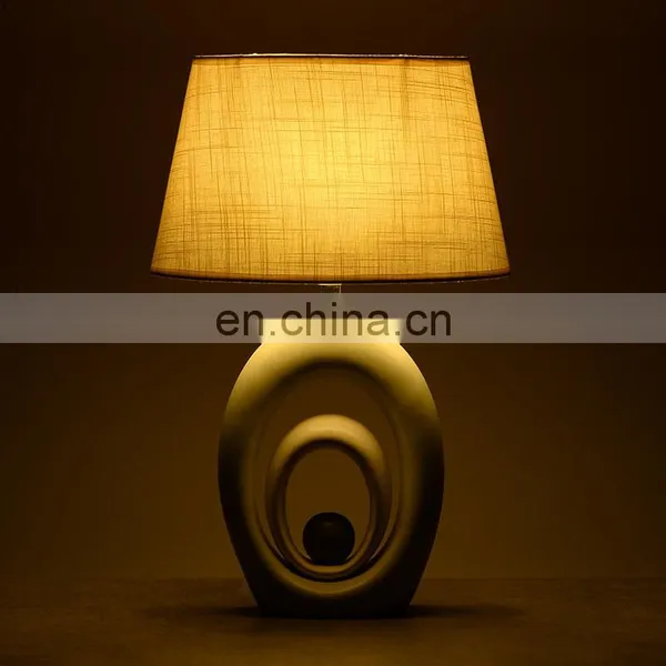 New Design Cheap Custom Logo White Ceramic Modern Table Lamp for Home Decor photo-3