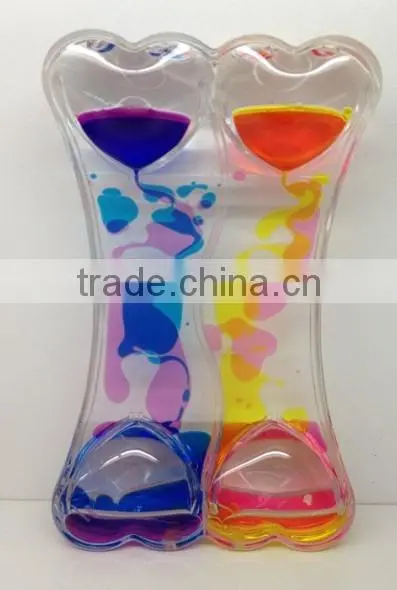 Double Heart Shaped Liquid Hourglass Timer, Gel Table Clock