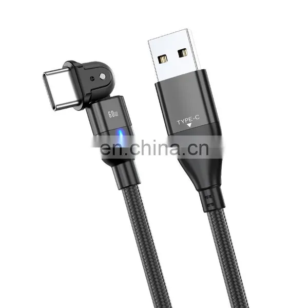 Wholesale PD60W 180 Degree Charging Cable 3A Fast Charging Laptop Data Cable USB C Charging Cable photo-5
