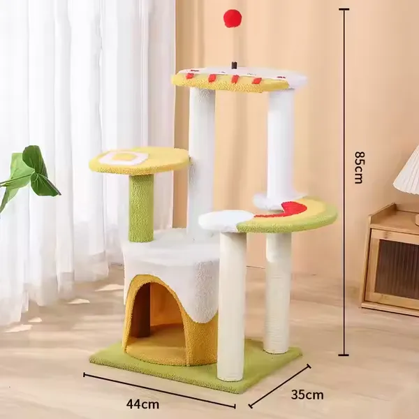 Hot Seller Ice Cream Style Pet Interactive Toys Cat Climbing Frame 3 Layers Sisal Cat Scratcher Tree Tower House Resting photo-4