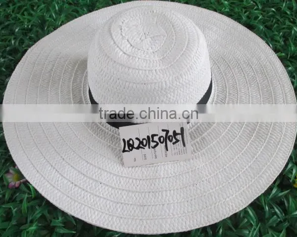 Summer Beach Sun Jazz Stingy Brim Cap Hat Ribbon Custom Straw Hat photo-4