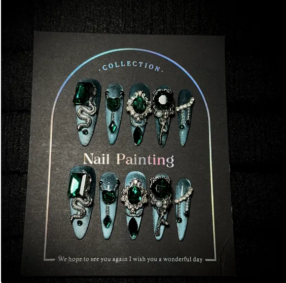 Multi-Color Cat Eye Press-on Nails French Fake Nails for Professional Use