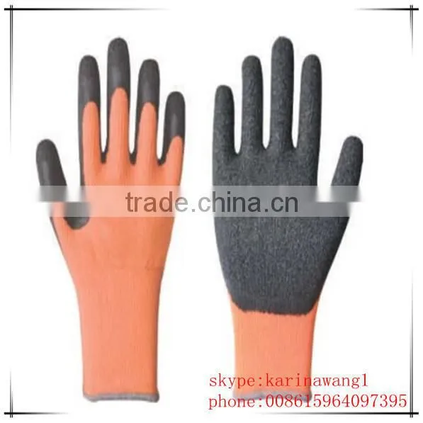 High Quality Orange Latex Coated Glove Working Cotton Glove Rubber Safety Glove photo-2