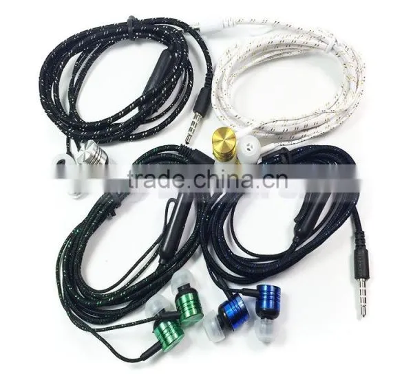 3.5MM Weave Braided Fabric Cord Earphone With MIC for IPhone 6 Plus S Galaxy S7 Edege S6 Note 5 S5 HTC Smart Phone photo-5