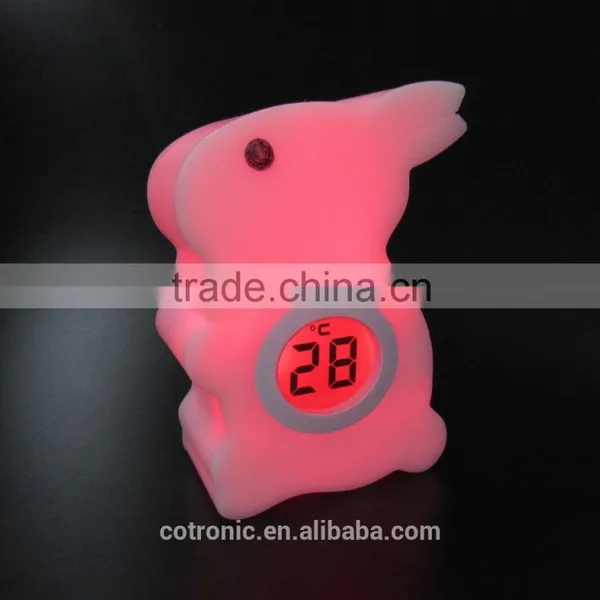 ABS Rabbit Shape Room Thermometer Temperature Displayer LED Color Changing Night Light Lamp for Babies Kids Children photo-4