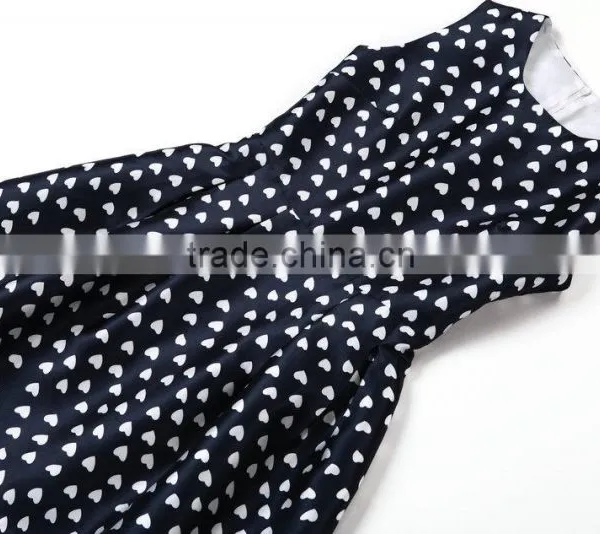 100% Polyester Sleeveless Heart Printed Summer Dress 2014 With Good Lining photo-6